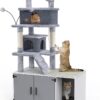 GDLF Cat Litter Box Enclosure Hidden Cat Washroom with Cat Tower All-in-One Large Cat Tree Cat Condo with Sisal Scratching Post & Pad 65”