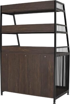 GDLF Dog Crate with Shelf Furniture Style Dog Kennel Indoor Heavy Duty Cage with Storage, 36
