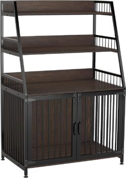 GDLF Dog Crate with Shelf Furniture Style Dog Kennel Indoor Heavy Duty Cage with Storage, 36