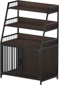 GDLF Dog Crate with Shelf Furniture Style Dog Kennel Indoor Heavy Duty Cage with Storage, 36