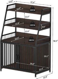 GDLF Dog Crate with Shelf Furniture Style Dog Kennel Indoor Heavy Duty Cage with Storage, 36