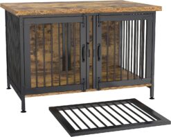GDLF Double Dog Crate with Divider for 2 Small Dogs or 1 Dog, Furniture Style Kennel Indoor Cage with Removable Panel