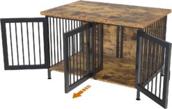 GDLF Double Dog Crate with Divider for 2 Small Dogs or 1 Dog, Furniture Style Kennel Indoor Cage with Removable Panel