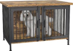 GDLF Double Dog Crate with Divider for 2 Small Dogs or 1 Dog, Furniture Style Kennel Indoor Cage with Removable Panel