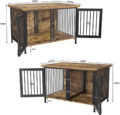 GDLF Double Dog Crate with Divider for 2 Small Dogs or 1 Dog, Furniture Style Kennel Indoor Cage with Removable Panel