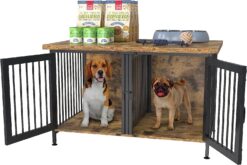 GDLF Double Dog Crate with Divider for 2 Small Dogs or 1 Dog, Furniture Style Kennel Indoor Cage with Removable Panel