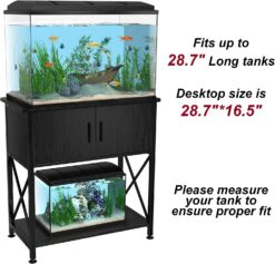 GDLF Fish Tank Stand Metal Aquarium Stand for up to 20 Gallon Long with Cabinet for Fish Tank Accessories Storage