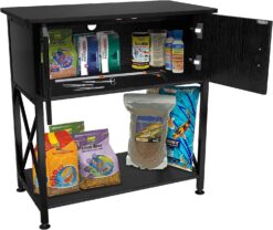 GDLF Fish Tank Stand Metal Aquarium Stand for up to 20 Gallon Long with Cabinet for Fish Tank Accessories Storage