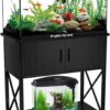 GDLF Fish Tank Stand Metal Aquarium Stand for up to 20 Gallon Long with Cabinet for Fish Tank Accessories Storage
