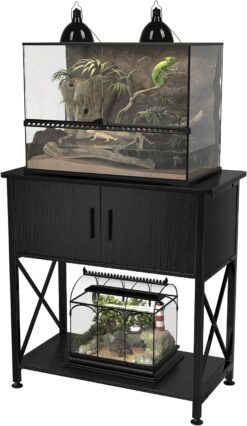 GDLF Fish Tank Stand Metal Aquarium Stand for up to 20 Gallon Long with Cabinet for Fish Tank Accessories Storage