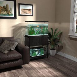 GDLF Fish Tank Stand Metal Aquarium Stand for up to 20 Gallon Long with Cabinet for Fish Tank Accessories Storage