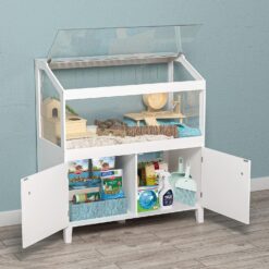 GDLF Hamster Cage with Storage Cabinet Small Animal Cage, Easy View Acrylic Panels, Large Habitat for Hedgehog Gerbil & Rat