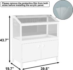 GDLF Hamster Cage with Storage Cabinet Small Animal Cage, Easy View Acrylic Panels, Large Habitat for Hedgehog Gerbil & Rat