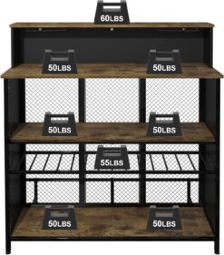 GDLF Home Bar Unit Mini Bar Liquor Bar Table with Storage and Footrest for Home Kitchen Pub (Brown)
