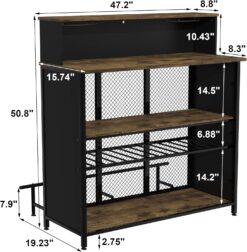 GDLF Home Bar Unit Mini Bar Liquor Bar Table with Storage and Footrest for Home Kitchen Pub (Brown)