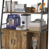 GDLF Large Hidden Cat Litter Box Enclosure Furniture with Shelf Wood Sturdy Cat Washroom Storage with Scratch, Light Brown