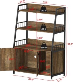 GDLF Large Hidden Cat Litter Box Enclosure Furniture with Shelf Wood Sturdy Cat Washroom Storage with Scratch, Light Brown
