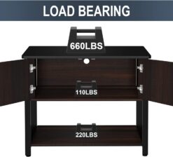 GDLF Metal Aquarium Stand with Cabinet for Fish Tank Accessories Storage, 40 Gallon, Turtle Reptile Terrariums