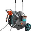 Gardena 18522-80 Frost Proof Hose Cart with Hose Guide, Includes 82 ft ½” Hose, 5 ft Connection Hose, Nozzle, and Adapters, Holds 328 ft ½” Hose, Durable Construction, Made in Germany, 5 Year Warranty