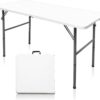 Gocamptoo Folding Table,4ft Indoor Outdoor Heavy Duty Portable Folding Square Plastic Dining Table w/Handle, Lock for Picnic, Party, Camping (4 FT) …