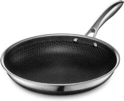 HexClad 10 Inch Hybrid Nonstick Frying Pan, Dishwasher and Oven Friendly, Compatible with All Cooktops