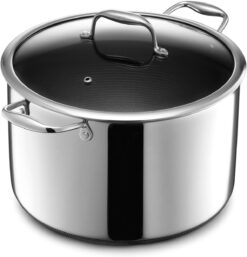HexClad 10 Quart Hybrid Nonstick Saucepan and Lid, Dishwasher and Oven Friendly, Compatible with All Cooktops