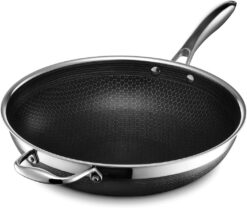  Calphalon Signature Hard-Anodized Nonstick 12-Inch Flat Bottom  Wok with Cover: Home & Kitchen