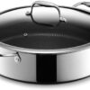 HexClad 7 Quart Hybrid Saute Pan, Nonstick Chicken Fryer, Dishwasher and Oven Friendly, Compatible with All Cooktops