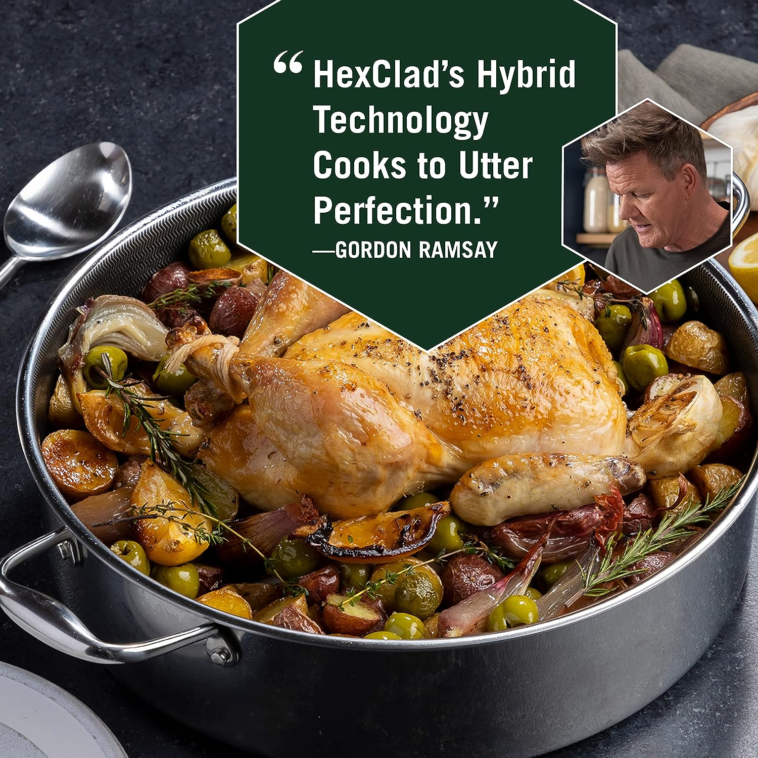 HexClad Hybrid Nonstick Sauté Pan and Lid, Chicken Fryer, 7-Quart,  Dishwasher and Oven-Safe, Compatible with All Cooktops