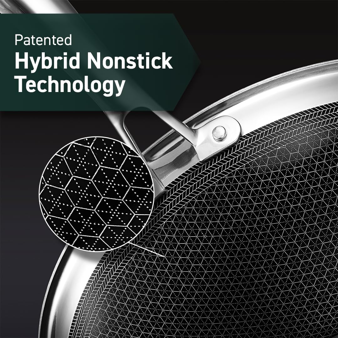 HexClad 10 inch Hybrid Stainless Steel Wok Pan, Nonstick 