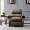 Homesvale Cari Push Back Recliner Chair, Brown Faux Leather
