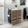 Honey-Can-Do Honey Can Do 12-Drawer Metal Rolling Storage Cart with Side Pockets CRT-09104 White
