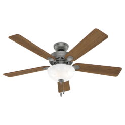 Hunter 50909 Swanson 52-In. Bowl Ceiling Fan with LED Lights (Matte Silver)