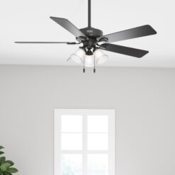 Hunter 52 inch Swanson Matte Black Ceiling Fan with LED Light Kit and Pull Chain