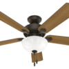 Hunter Fan Company Swanson 52 Inch Ceiling Fan w/ LED Light & Pull Chain, Bronze
