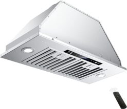IKTCH 36 inch Built-in/Insert Range Hood 900 CFM, Ducted/Ductless Convertible Duct, Stainless Steel Kitchen Vent Hood with 4 Speed Gesture Sensing&Touch Control Panel(IKB01-36)