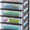 IRIS USA 10 Drawer Rolling Storage Cart with Drawers with Organizer Top, Black