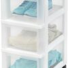 IRIS USA 3-Drawer Storage Cart with Organizer Top with Wheels, Plastic, White