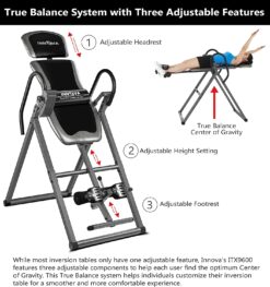 Innova Inversion Table with Adjustable Headrest, Reversible Ankle Holders, and 300 lb Weight Capacity