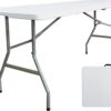 JingPieCle 6 Foot Folding Table 6ft Portable Plastic Table with Handle, Fold in Half Heavy Duty Lightweight Home Utility Table, Indoor Outdoor 6' Folding Card Tables for Party, Picnic, Camping, Dining