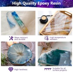KISREL 1 Gallon Crystal Clear Epoxy Resin Kit, No Yellowing No Bubble Resin Epoxy, Art & Casting Resin with 32 Mica Powders