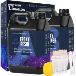 KISREL Epoxy Resin 1.5Gallon - Crystal Clear Epoxy Resin Kit - No Yellowing No Bubble Art Resin Casting Resin for Art Crafts, Jewelry Making, Wood & Resin Molds(0.75Gallon x 2)
