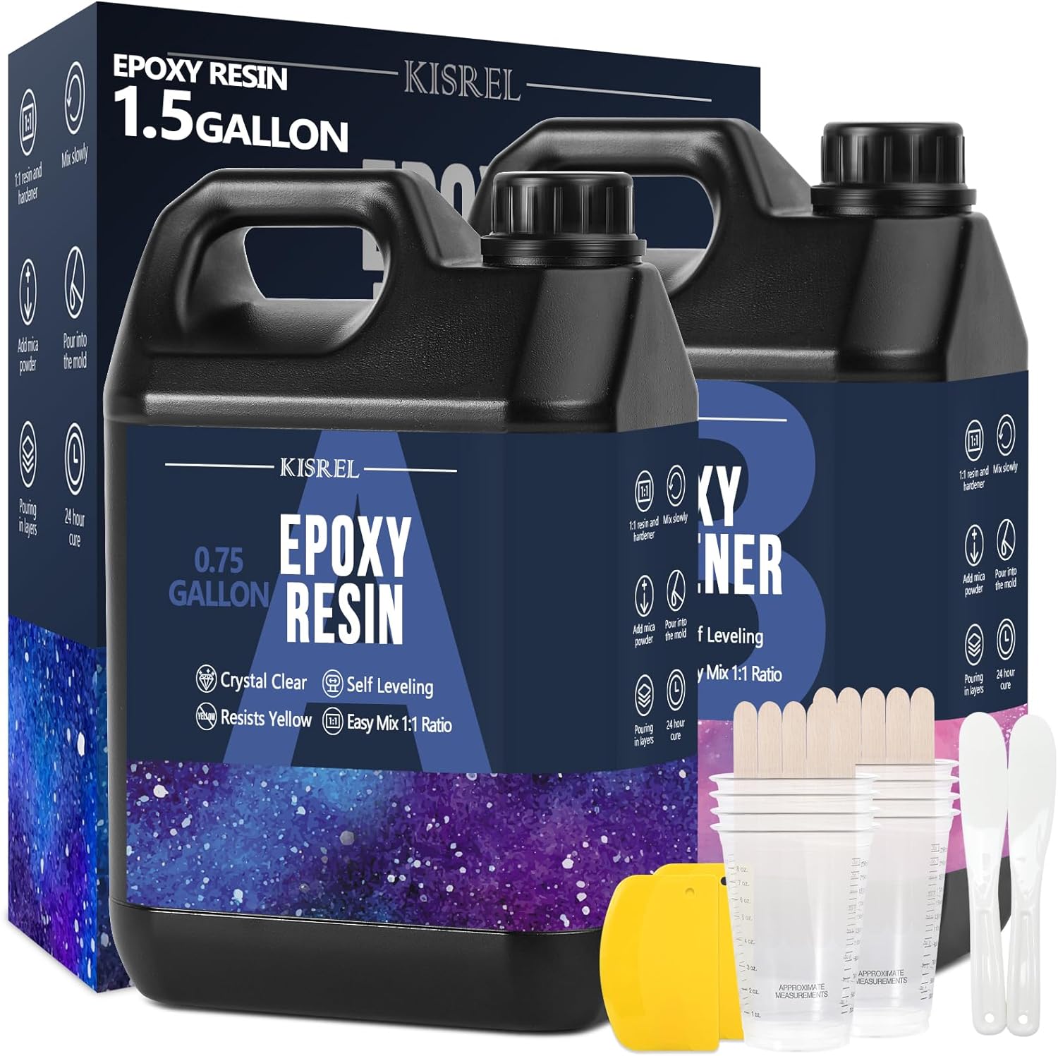KISREL Epoxy Resin 1.5Gallon - Crystal Clear Epoxy Resin Kit - No