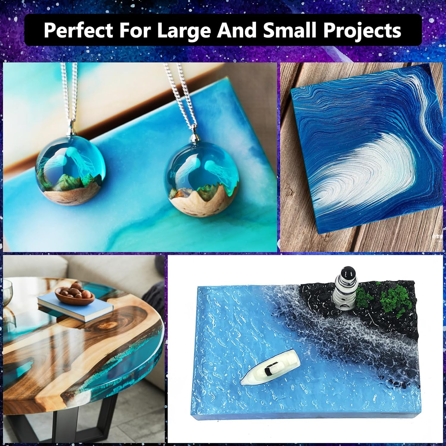 Craft Resin Epoxy Resin Kit for Beginners with Resin Molds, Table Top Art Resin Jewelry Casting DIY Tumblers & Wood 2 Gallon 2 Part Resin Epoxy Kit