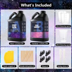 KISREL Epoxy Resin 1Gallon - Crystal Clear Epoxy Resin Kit (0,5 Gallon x 2)