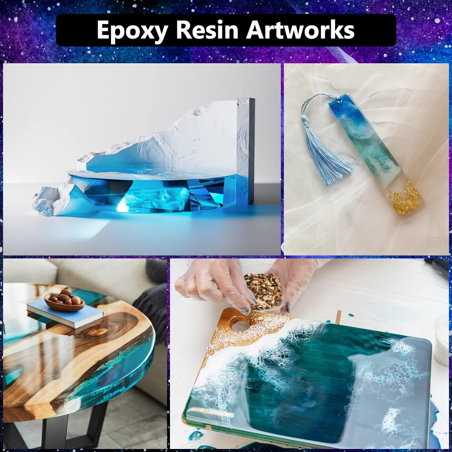 Epoxy Resin Crystal Clear Kit 32 Oz Resin and Hardener Non Toxic Casting Resin  Kit for Beginners Coating Arts Crafts DIY Jewelry Making River Tables