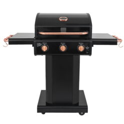 Kenmore 3-Burner Outdoor BBQ Propane Gas Grill with Foldable Sides, Black with Copper Accent
