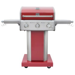 Kenmore 3-Burner Outdoor BBQ Propane Gas Grill with Foldable Sides, Red