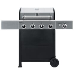 Kenmore 4-Burner Outdoor Propane Gas Grill with Side Burner, Open Cart, Stainless Steel/Black
