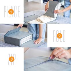 LINENMATE Queen.King Size (Ivory 2-Pack) - The Original 2-Pack Storage Container, Foldable Bedding Organizer